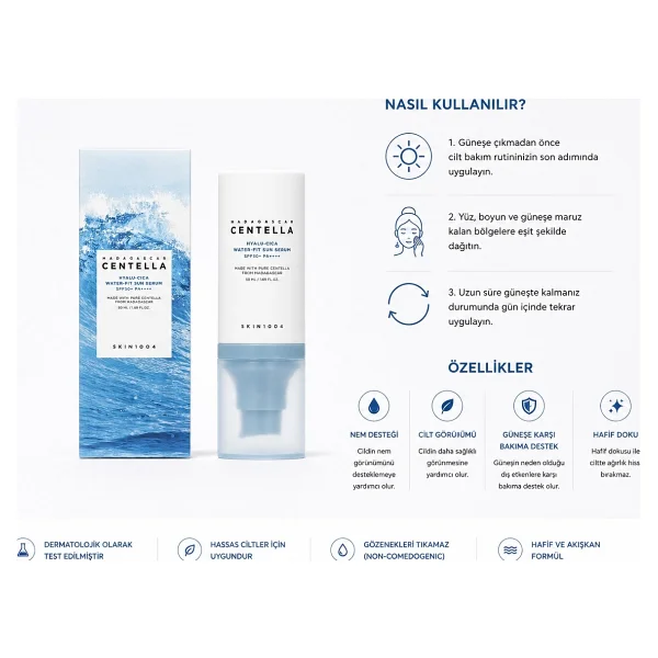 Skin1004 Madagascar Centella Hyalu Cica Water-Fit 50 ml 50 Faktör Güneş Serumu - Görsel 7