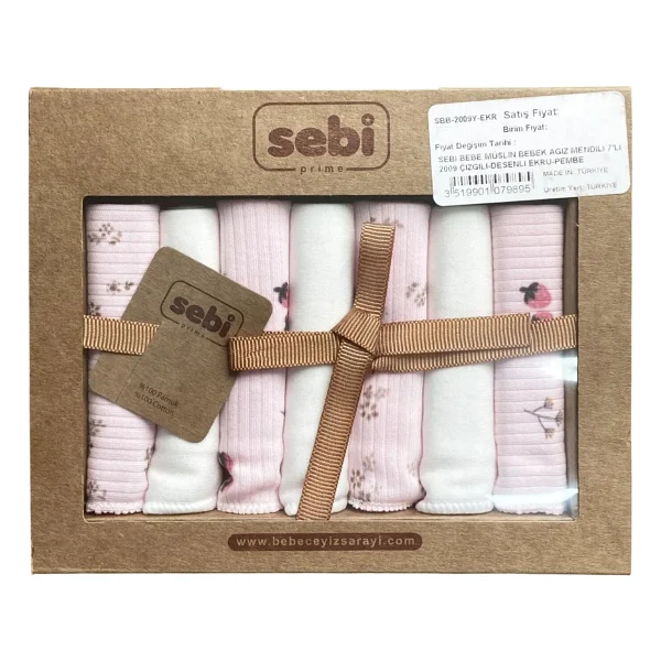 Sebi Bebe Müslin Bebek Ağız Mendili 7'li 2009 - Ekru - Mavi - Yenidoğan - Görsel 5