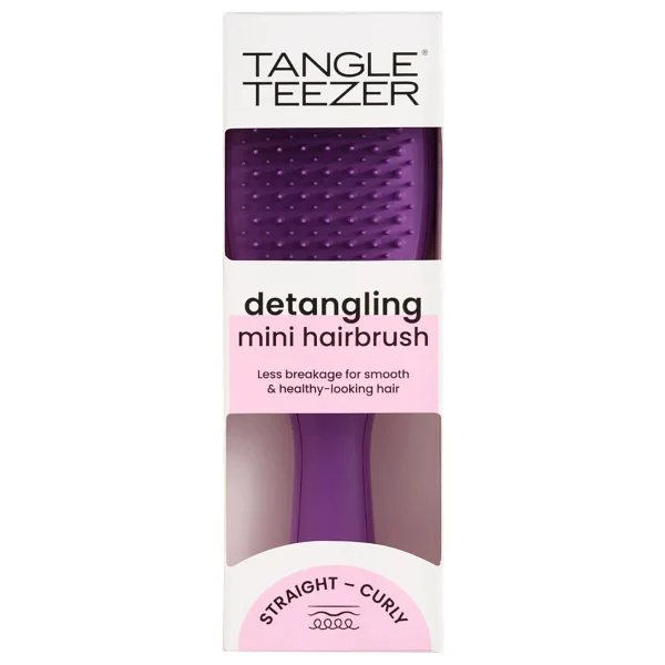 Tangle Teezer Ultimate Detangler Fırçası, Düğümleri Ortadan Kaldırır ve Kırılmayı Azaltır, Düz ila Dalgalı Saç Tipleri için Seyahat Boyu Mini Saç Fırçası, mor (Fresh Purple) - Görsel 4