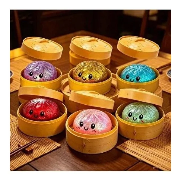 Güreller Gürel Simli Squishy Çin Mantısı Süpriz Oyuncağı 3+ Yaş İçin Aile ile Oynanabilir Eğlenceli Tasarım - Görsel 3