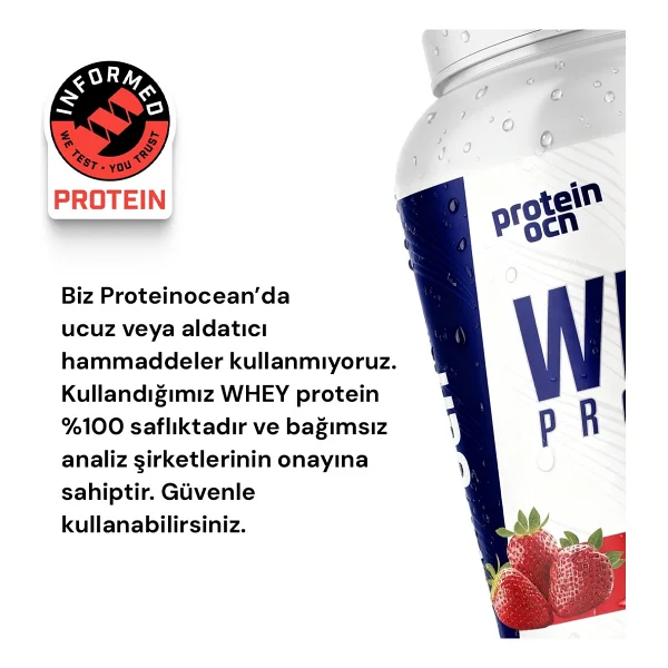 Proteinocean 1600 gr Çilek Aromalı Whey Protein Tozu - Görsel 3
