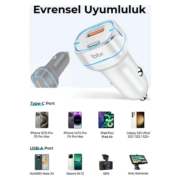 Bix BX-CCP36 36 W Hızlı Araç Şarj Aleti - Görsel 5