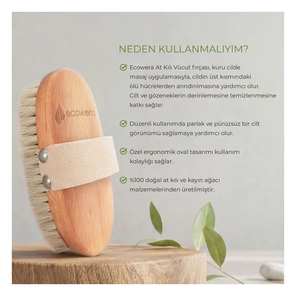 Ecowera Doğal At Kılı Selülit ve Vücut Fırçası - Görsel 4