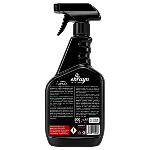 Ebrayn Motor Temizleyici 500 ML - Güçlü Yağ & Kir Sökücü - Motor Yağı ve Kir Çözücü Sprey - Görsel 2