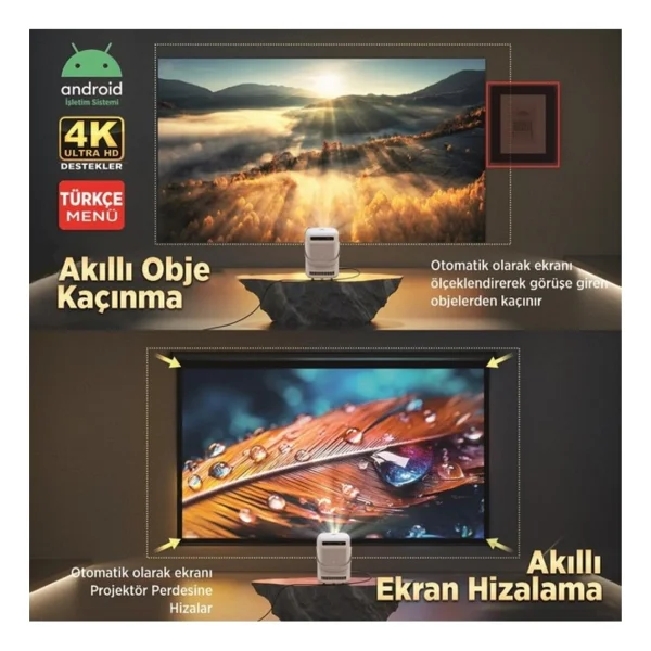 Vankyo H300A Full HD Wi-Fi Android Taşınabilir Projeksiyon Cihazı - Görsel 4
