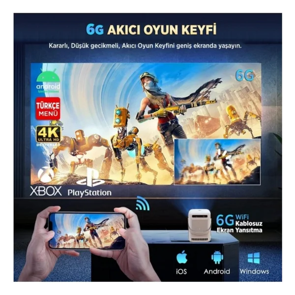 Vankyo H300A Full HD Wi-Fi Android Taşınabilir Projeksiyon Cihazı - Görsel 6