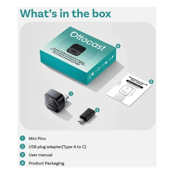 Ottocast Mini Pico Kablosuz CarPlay Adaptörü - Görsel 7