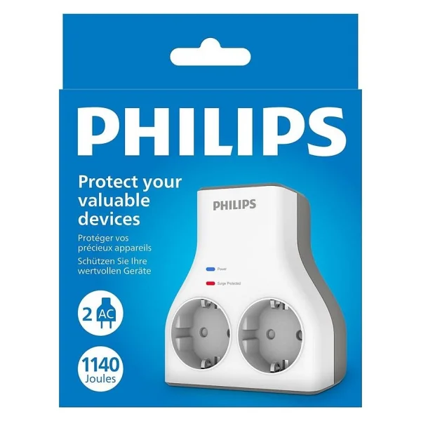 Philips CHP7020W 2'li Akım Korumalı Priz - Görsel 2