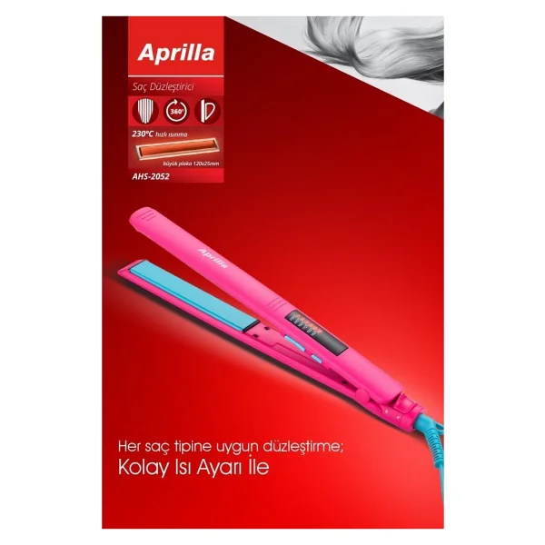Aprilla AHS2052 Pembe Saç Düzleştirici - Görsel 2