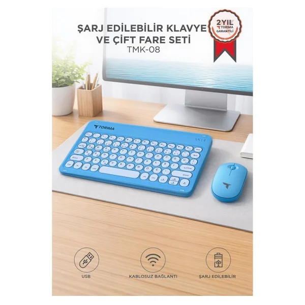 Torima TMK-08 Siyah TKL Kablosuz Klavye Mouse Seti - Görsel 8
