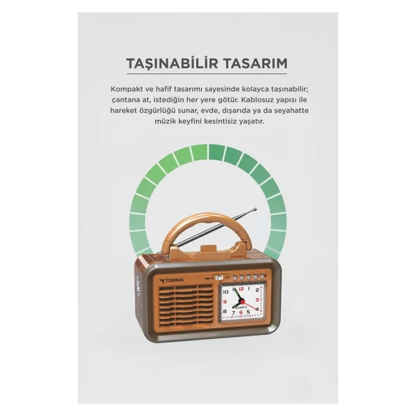 Torima D60 Ahşap Bluetooth Nostaljik Radyo - Görsel 2