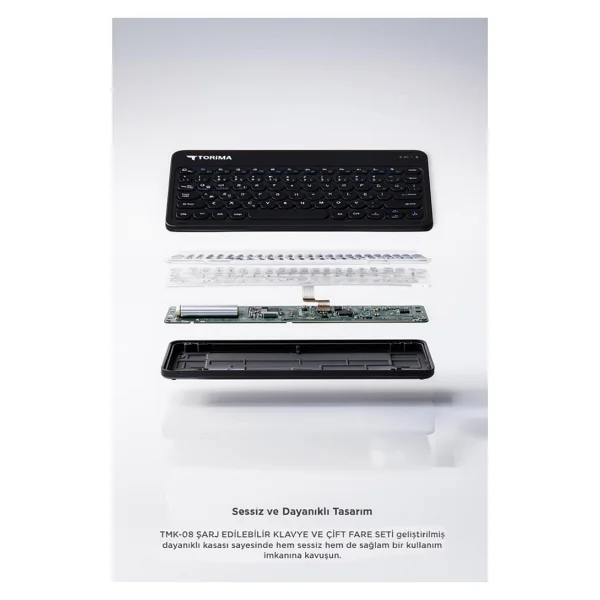 Torima TMK-08 Siyah TKL Kablosuz Klavye Mouse Seti - Görsel 4