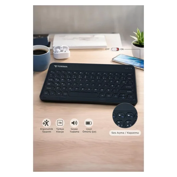 Torima TMK-08 Siyah TKL Kablosuz Klavye Mouse Seti - Görsel 5