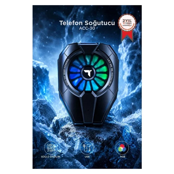 Torima Kablolu Cep Telefon Soğutucu Oyuncu Radyatör Soğutma Fanı ACC30 Siyah - Görsel 6