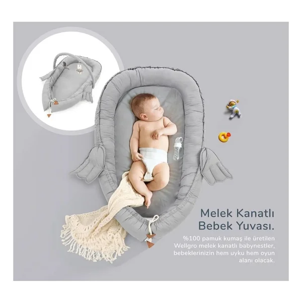 Wellgro Melek Kanatlı Oyuncak Barlı Babynest Gri - Görsel 6