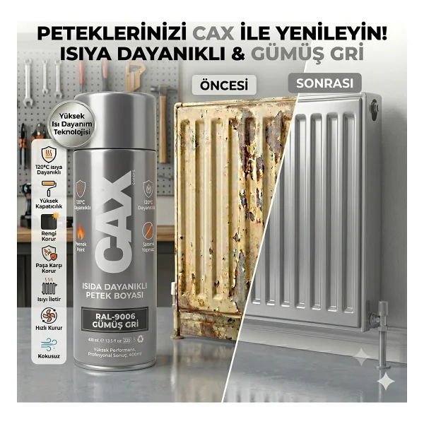 CAXCOLORS Cax Isıya Dayanıklı Kalorifer Petek Sprey Boyası 400 ml Sararma Yapmaz - [parlak Beyaz] - Görsel 4