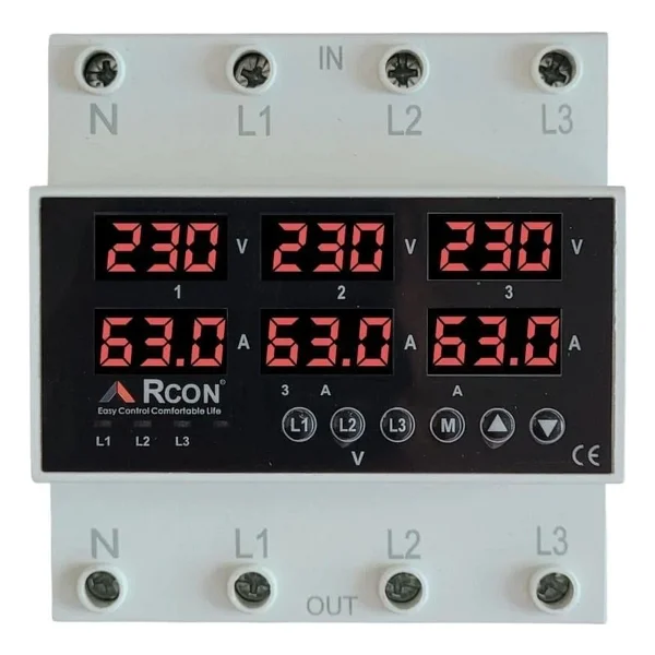 Rcon Rcv 05 Ev Tipi Trifaze Akım Voltaj Koruyucu 63 A Sigorta - Görsel 5