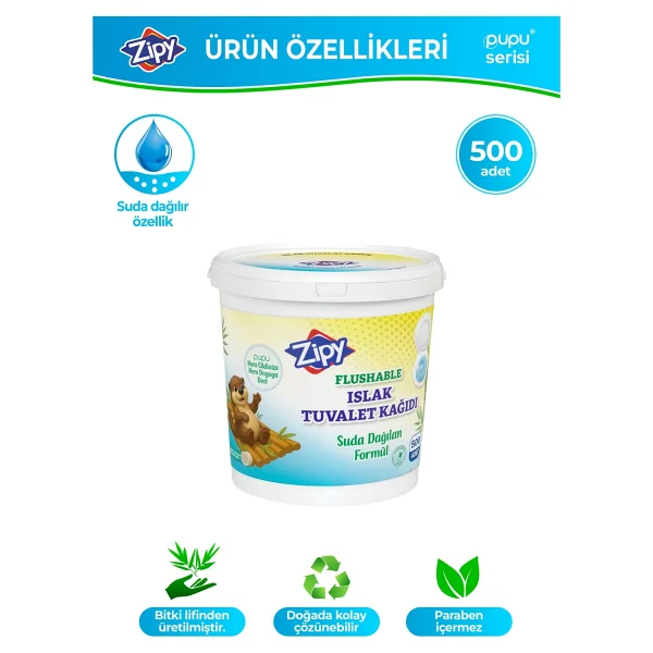 4 Katlı Yedek Suda Dağılan Formül Ultra Yumuşak 500 Adet Islak Tuvalet Kağıdı - Görsel 2