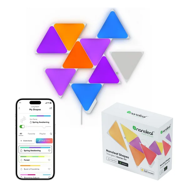 Nanoleaf Üçgen 9 Parça Akıllı Rgbw App Kontrollü Duvar Paneli - Beyaz - Görsel 9