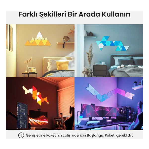 Nanoleaf Üçgen 9 Parça Akıllı Rgbw App Kontrollü Duvar Paneli - Beyaz - Görsel 10