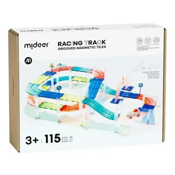 Mideer Magnetic Tiles Arabalı Yarış Pisti MD6395 115 Parça Blok Oyuncak - Görsel 10