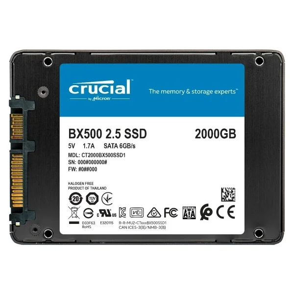 Crucial BX500 CT2000BX500SSD1 SATA 3.0 2.5" 2 TB SSD - Görsel 3
