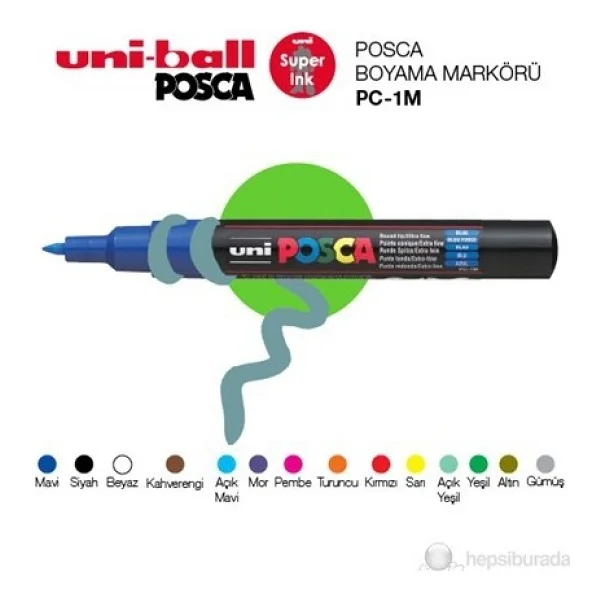 Uni-Ball Posca PC-1M 0.7 mm Kırmızı Marker Kalem - Görsel 8