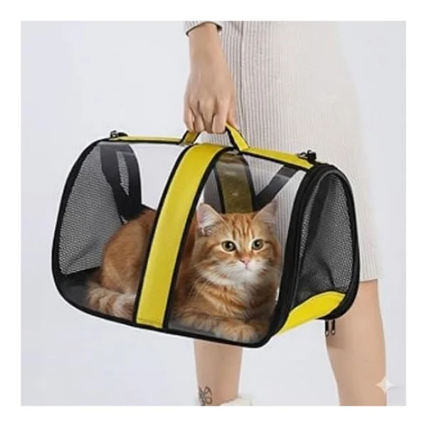 Bypet Kedi Taşıma Çantası Şeffaf Seyahat Evcil Hayvan Çantası Büyük Boy Şeffaf Astronot (Sarı) (2 Paketi) - 0 - 3 Yaş - 0 - Siyah - Görsel 2