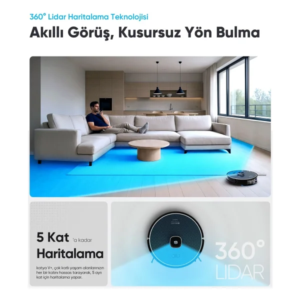 Şımart Katya V+ Çöp İstasyonlu Akıllı Robot Süpürge - Görsel 9
