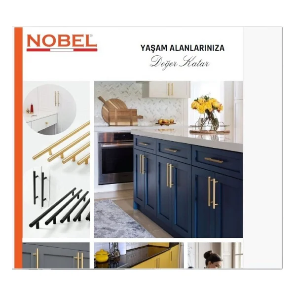 Paslanmaz Boy Kulp Nobel Mat Gold 160 mm Modern Dolap & Çekmece Kulpu 5'li Paket - Görsel 3