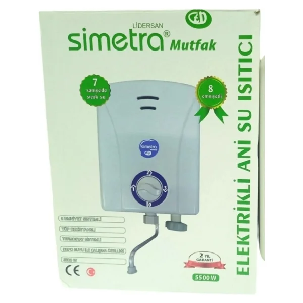 Simetra Mutfak Tipi Şofben 6 Mt Kablolu Orjınal Tam Takım Set Beyaz - Görsel 5