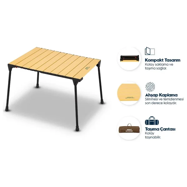 Aygaz Outdoor 58.5 x 41.5 cm Alüminyum Katlanır Kamp Masası - Görsel 2