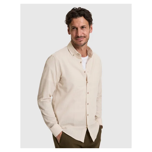 Pierre Cardin Erkek Koyu Lacivert %100 Pamuk Keten Görünümlü Slim Fit Uzun Kollu Gömlek 50325355-VR100 - XL - Görsel 3