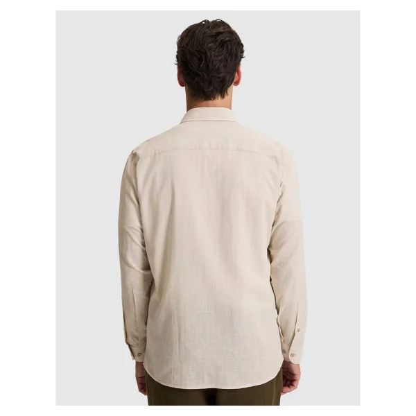 Pierre Cardin Erkek Koyu Lacivert %100 Pamuk Keten Görünümlü Slim Fit Uzun Kollu Gömlek 50325355-VR100 - XL - Görsel 5