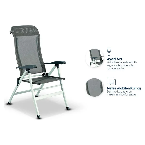 Aygaz Outdoor Alüminyum Yatabilen Kamp Sandalyesi - Görsel 2