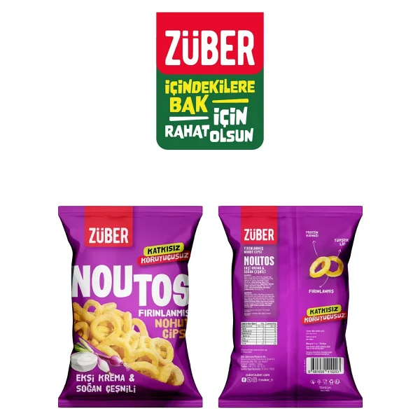 Züber Noutos Ekşi Krema ve Soğanlı Fırınlanmış Nohut Cipsi 55 gr - Görsel 6