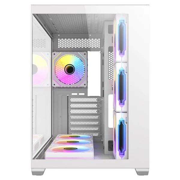 Antec CX Mirror Mini Kule Bilgisayar Kasası, 270° Panoramik Tam Görünüm Temperli Cam, 7x120mm ARGB Fan Dahil, Çift Kamera Tasarımı, 360mm Radyatör Desteği, Type-C 3.2 Gen 1, LED Kontrol Düğmesi, Beyaz - Görsel 5