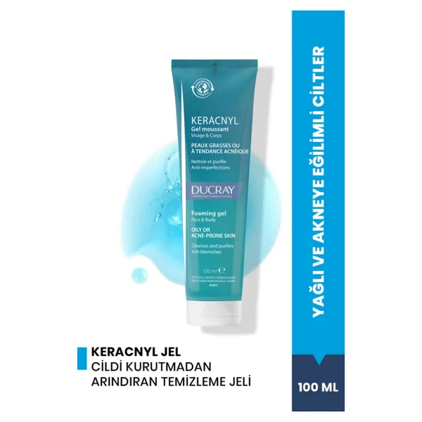 Ducray Keracnyl Gel Moussant 100 ml Yüz Temizleme Jeli - Görsel 2