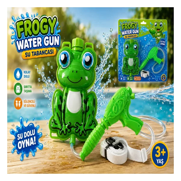 NeUygun Sırt Çantalı Su Tabancası Pompalı Özel Hazneli Su Tüfeği 1000 ml Frogy Water Gun Su Tabancası - Görsel 7
