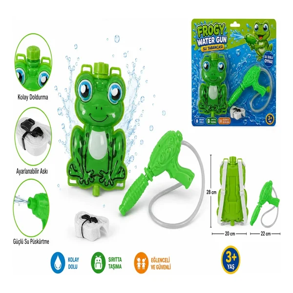 NeUygun Sırt Çantalı Su Tabancası Pompalı Özel Hazneli Su Tüfeği 1000 ml Frogy Water Gun Su Tabancası - Görsel 2