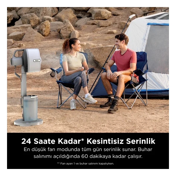 Shark Taşınabilir Buharlı Fan Beyaz Gri, Iç-Dış Mekan Uyumlu, 20 Metreye Kadar Güçlü Hava Akışı, 5 Hız ve 24 Saate Kadar Taşınabilir Şarjlı Veya Kablolu Soğuk Su Hazneli Buharlı Vantilatör - Beyaz - G - Görsel 4