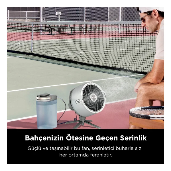 Shark Taşınabilir Buharlı Fan Beyaz Gri, Iç-Dış Mekan Uyumlu, 20 Metreye Kadar Güçlü Hava Akışı, 5 Hız ve 24 Saate Kadar Taşınabilir Şarjlı Veya Kablolu Soğuk Su Hazneli Buharlı Vantilatör - Beyaz - G - Görsel 6