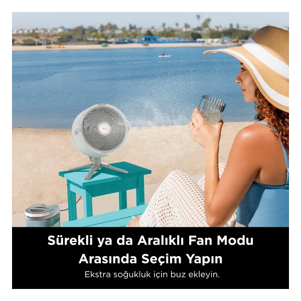 Shark Taşınabilir Buharlı Fan Beyaz Gri, Iç-Dış Mekan Uyumlu, 20 Metreye Kadar Güçlü Hava Akışı, 5 Hız ve 24 Saate Kadar Taşınabilir Şarjlı Veya Kablolu Soğuk Su Hazneli Buharlı Vantilatör - Beyaz - G - Görsel 8