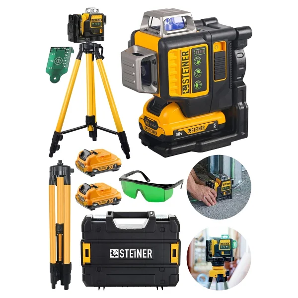 Steiner Alman 36 V 5 Ah Profesyonel Çift Akülü 12 Köşe 360° Otomatik Lazer Hizalama + Tripod Hediyeli - Görsel 4