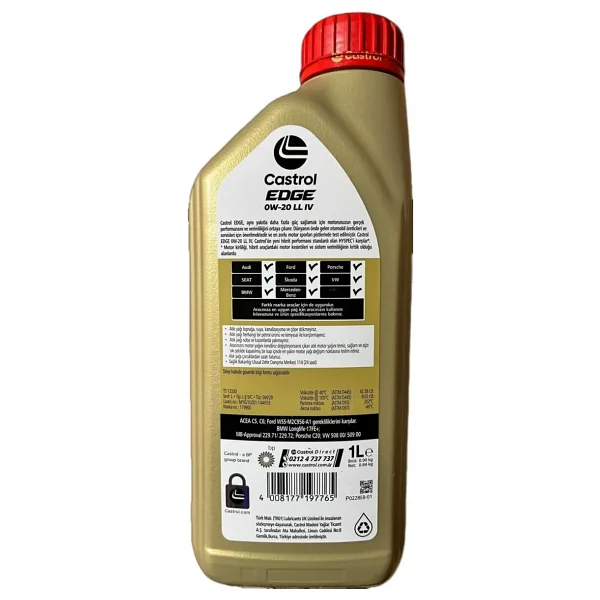 Castrol Edge 0W-20 LL LV 1 lt Motor Yağı - 2024 - Görsel 5