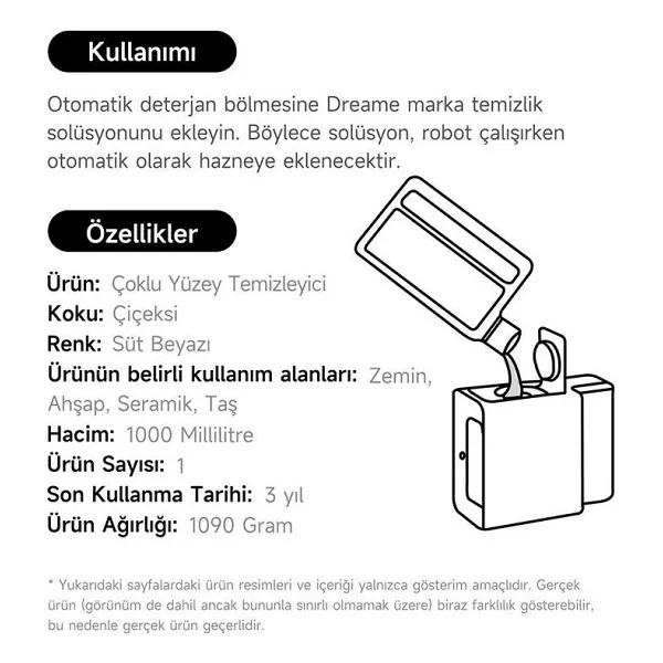 Dreame Robot Temizlik Solüsyonu 1 lt - Görsel 7