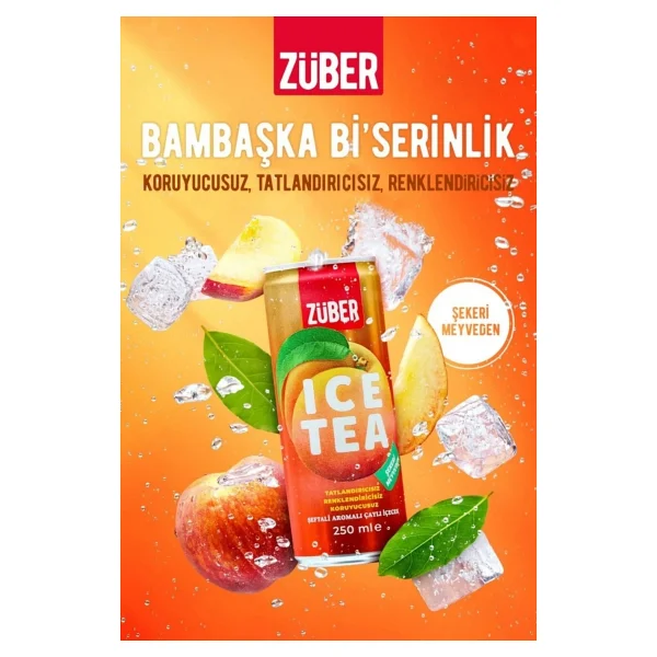 Züber Ice Tea Soğuk Çay Deneme Paketi 250ml x 24 Adet (Limon, Şeftali, Tropik, Mango&Greyfurt) - Görsel 3