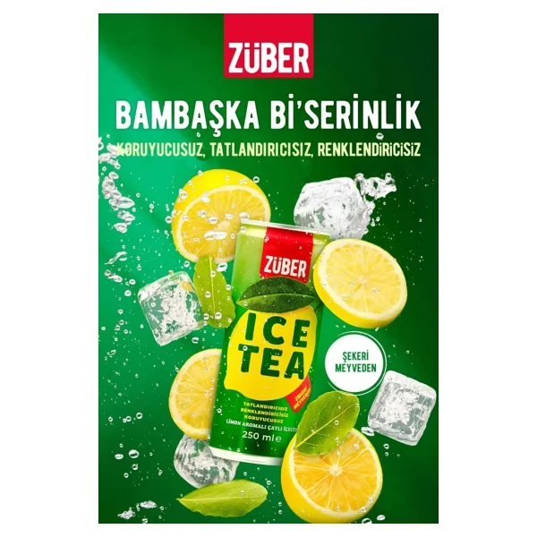 Züber Ice Tea Soğuk Çay Deneme Paketi 250ml x 24 Adet (Limon, Şeftali, Tropik, Mango&Greyfurt) - Görsel 2