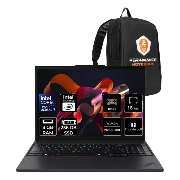 Lenovo Thinkpad T16 Core Ultra 7 255U 96GB Ram 4tb SSD 16" Fhd+ Freedos 21QFS2PD00P345 Notebook + Per4 Çanta - 4 TB - 96 GB - Görsel 6