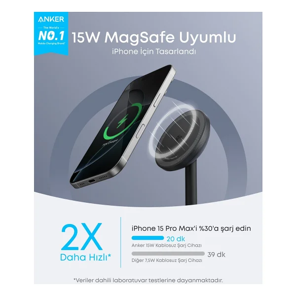 Anker Maggo A25X1 MagSafe Kablosuz Şarj Aleti - Görsel 3